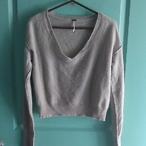 Free People Cream V-Neck Sweater